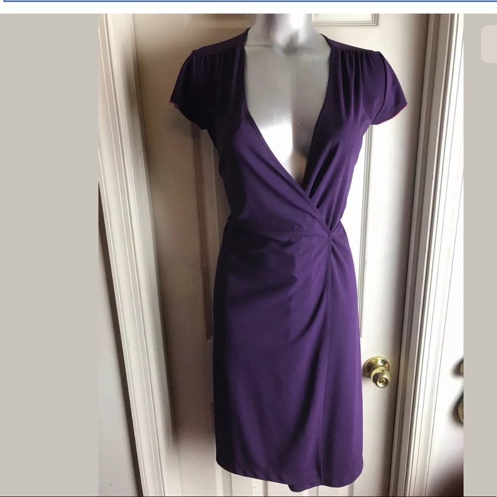 Express Purple Wrap Dress, Short Sleeves -Size 3/4